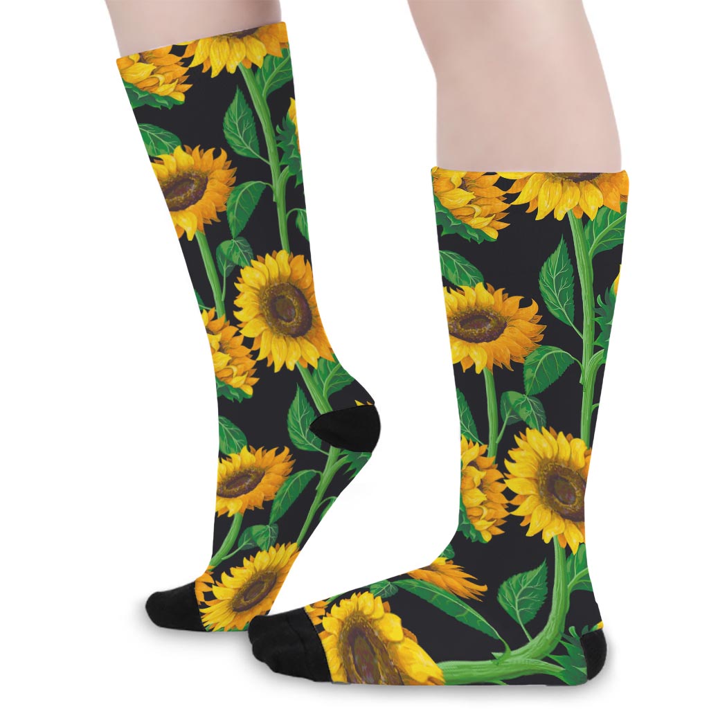 Sunflower Pattern Print Long Socks