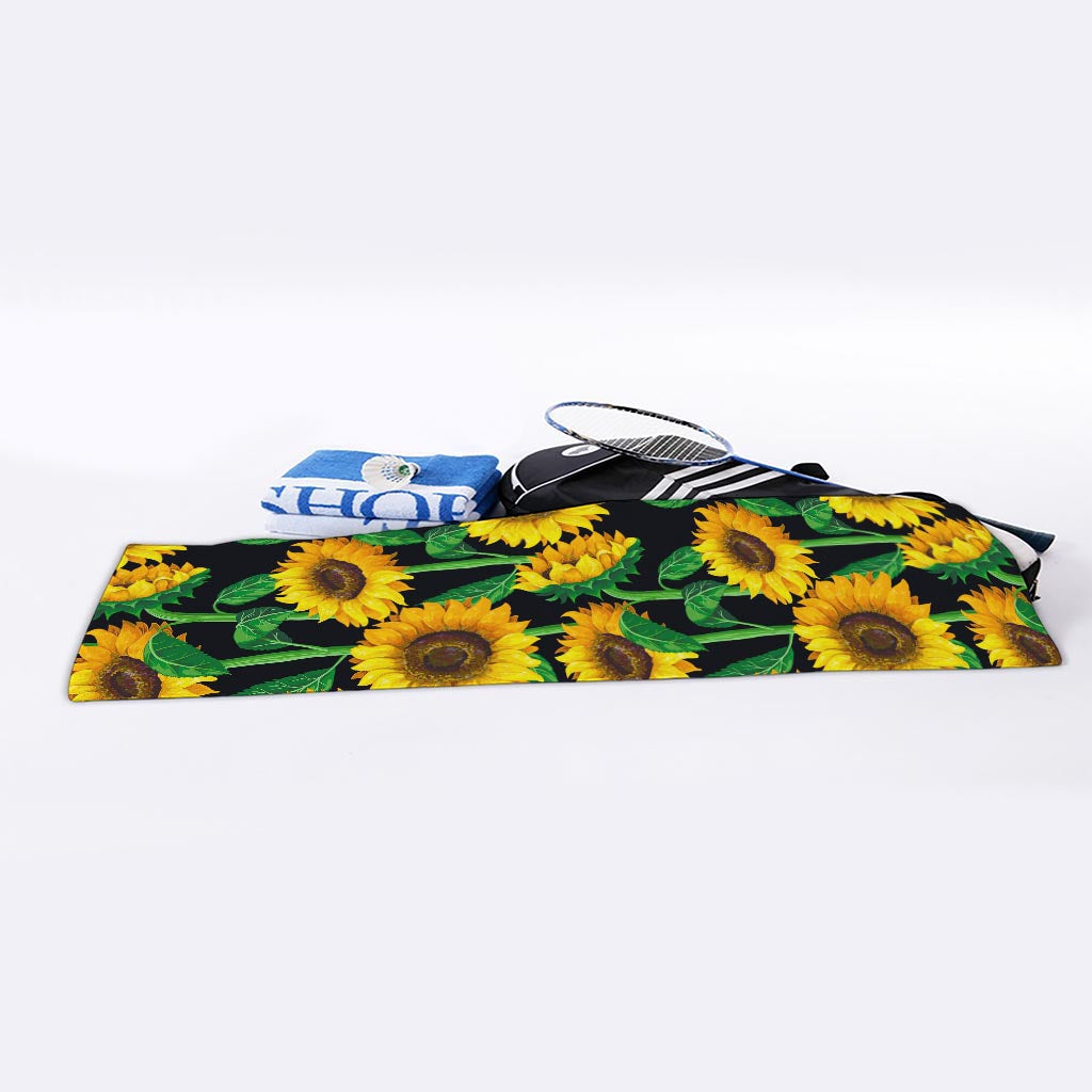 Sunflower Pattern Print Sports Towel