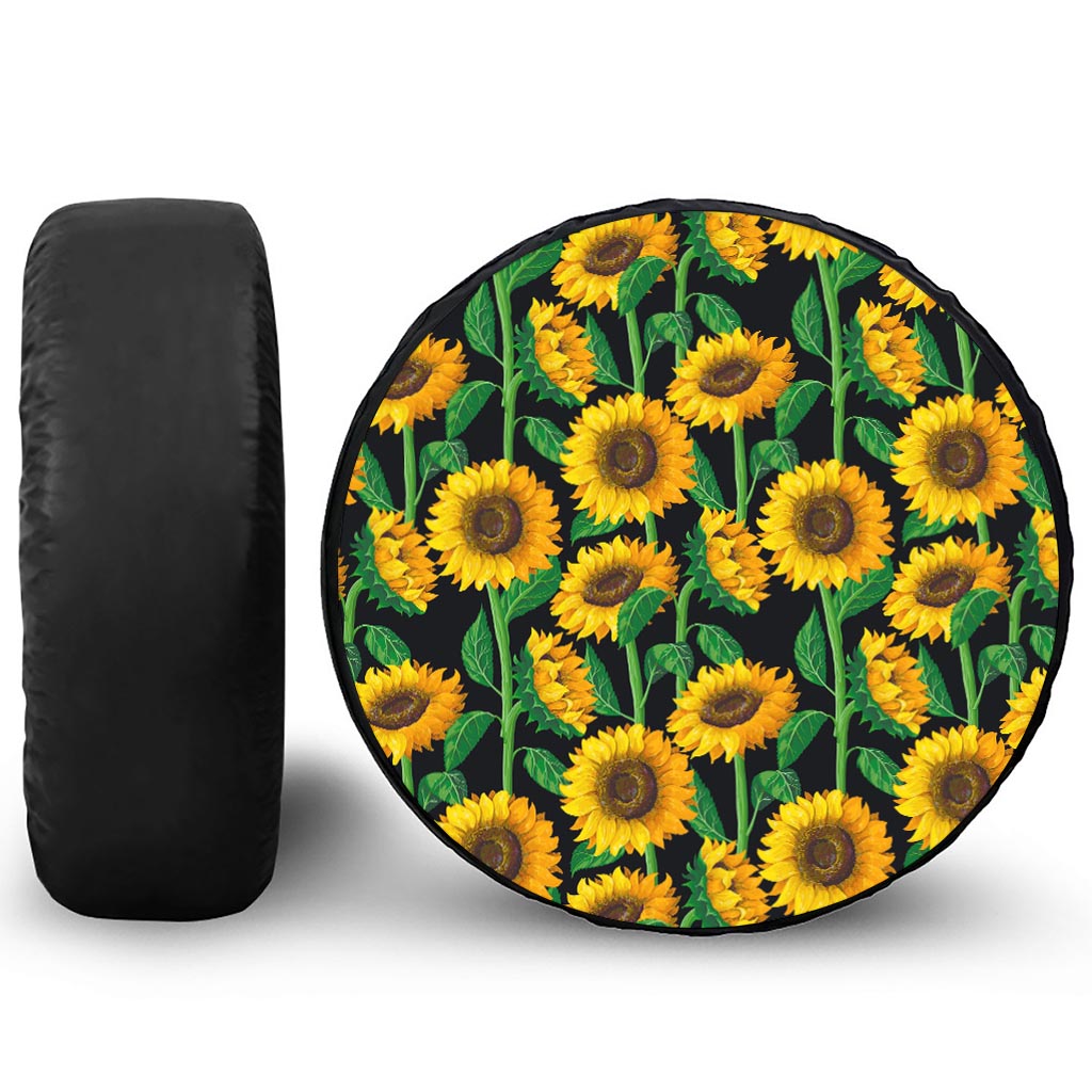 Sunflower Pattern Print Tire Cover