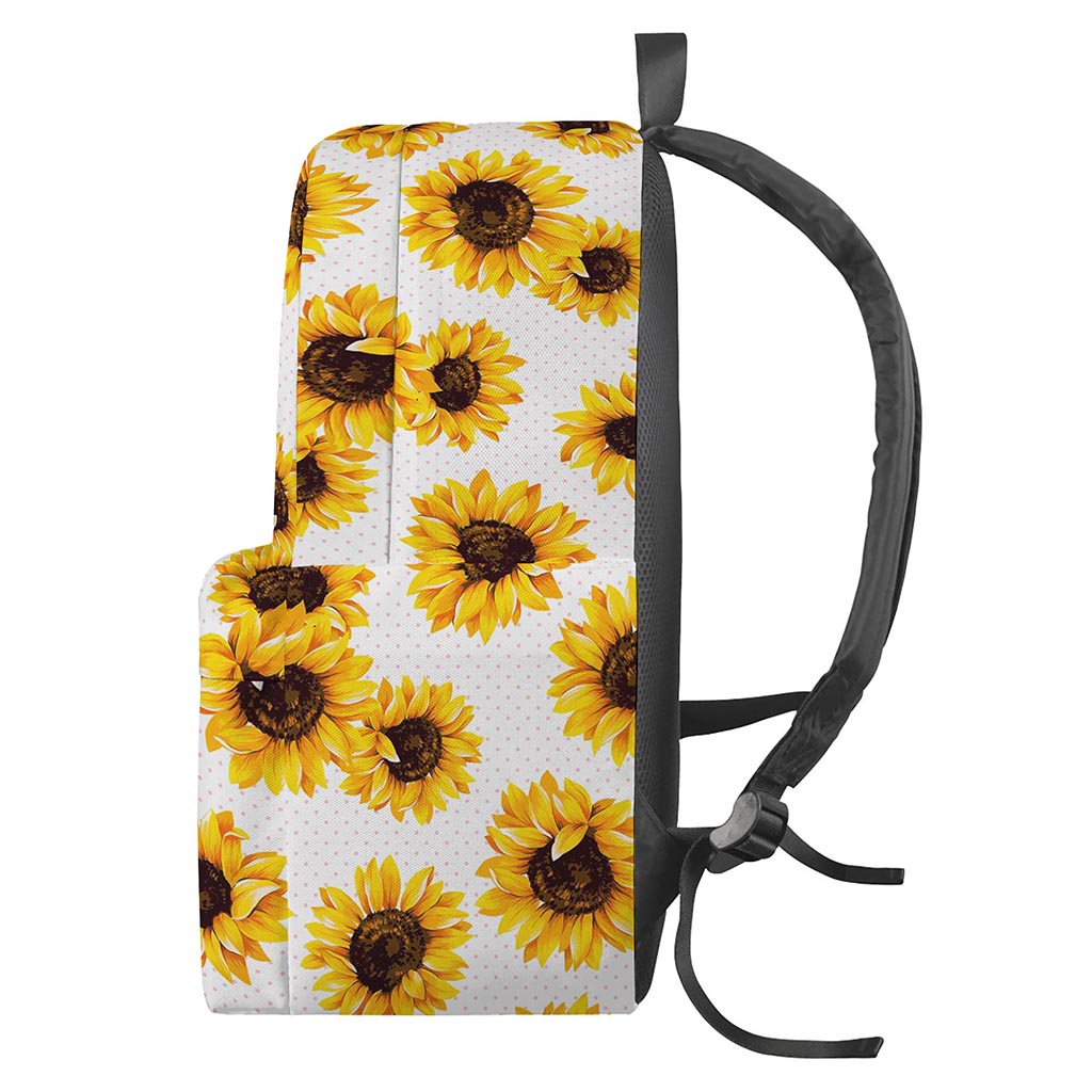 Sunflower Polka Dot Pattern Print Backpack