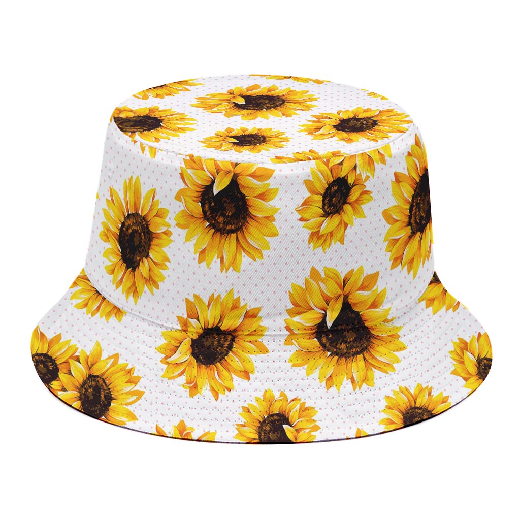 Sunflower Polka Dot Pattern Print Bucket Hat
