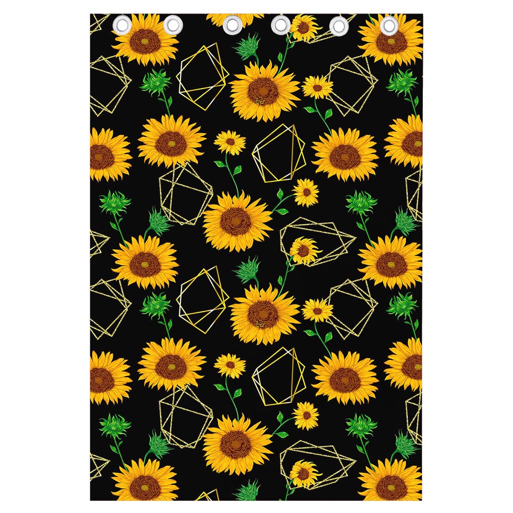 Sunflower Polygonal Pattern Print Curtain