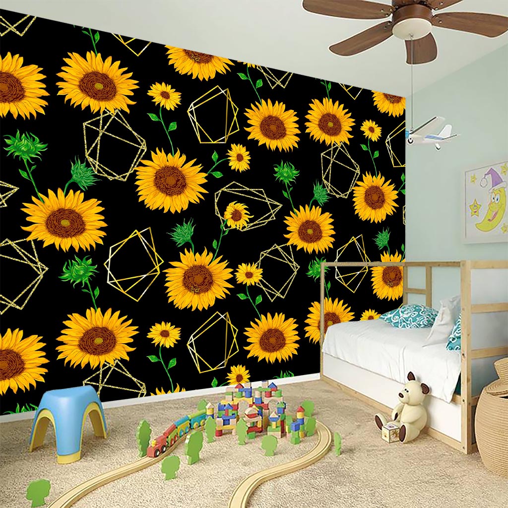 Sunflower Polygonal Pattern Print Wall Sticker