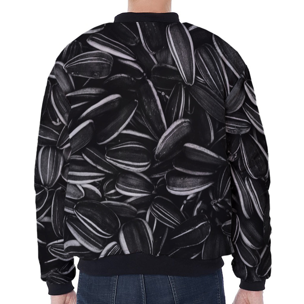 Sunflower Seeds Print Zip Sleeve Bomber Jacket