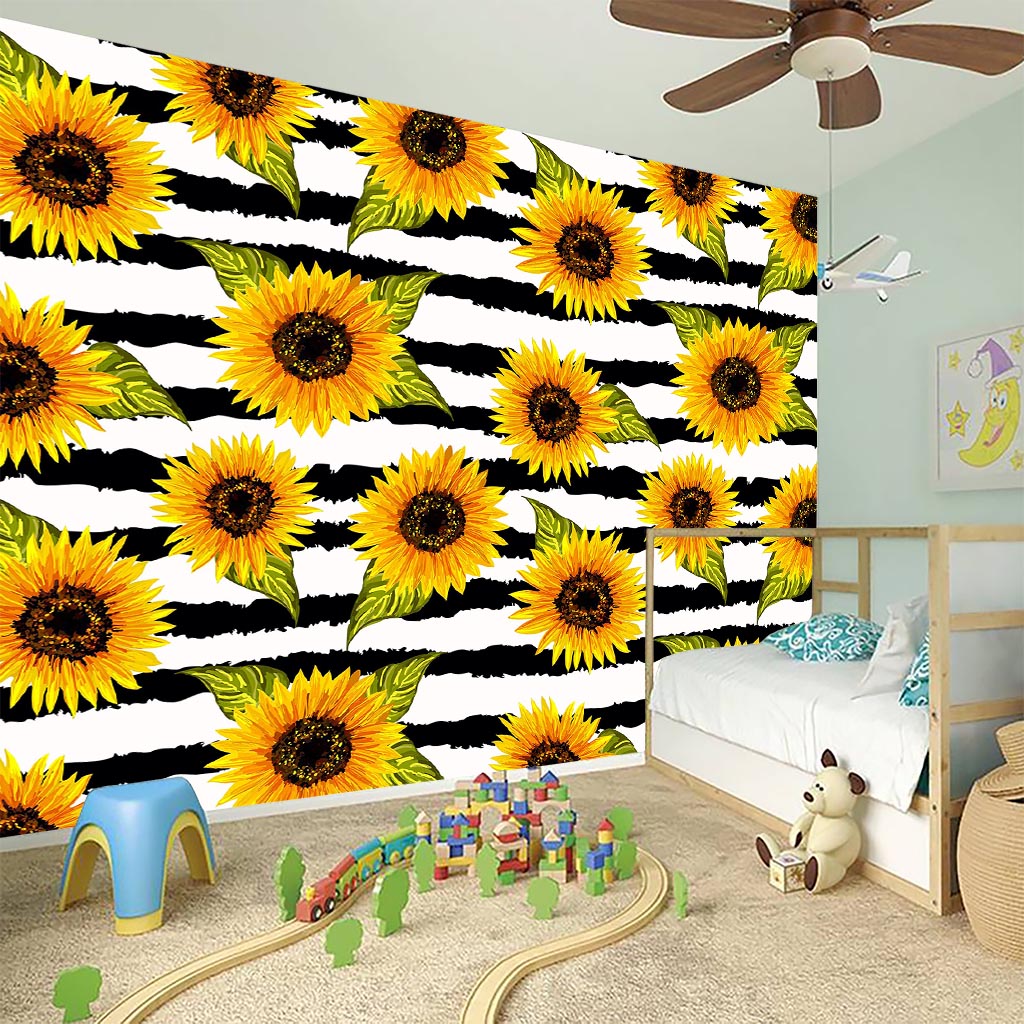 Sunflower Striped Pattern Print Wall Sticker
