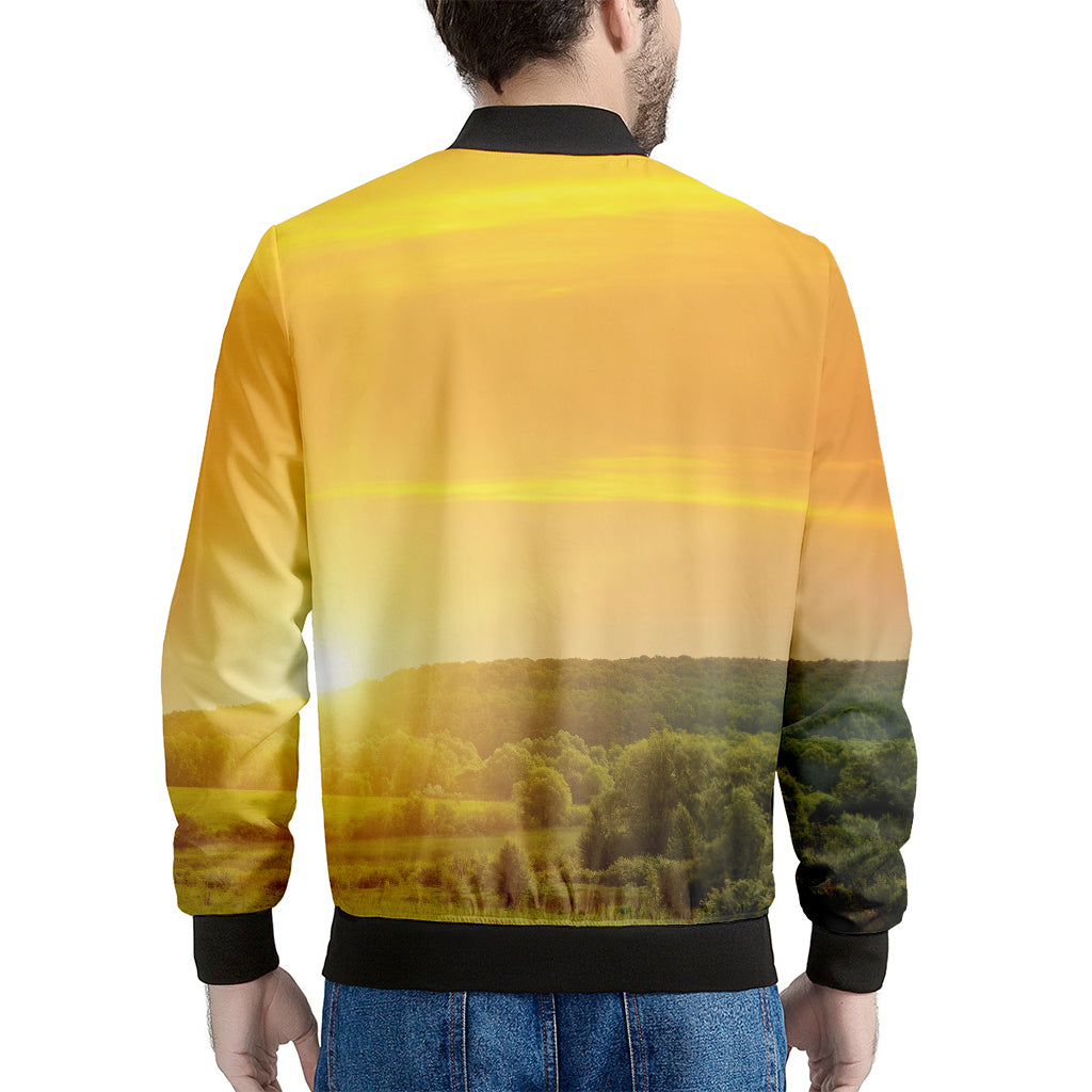 Sunrise Field Print Men's Bomber Jacket