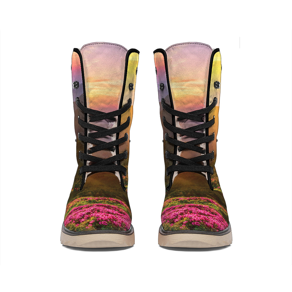 Sunrise Mountain Print Winter Boots