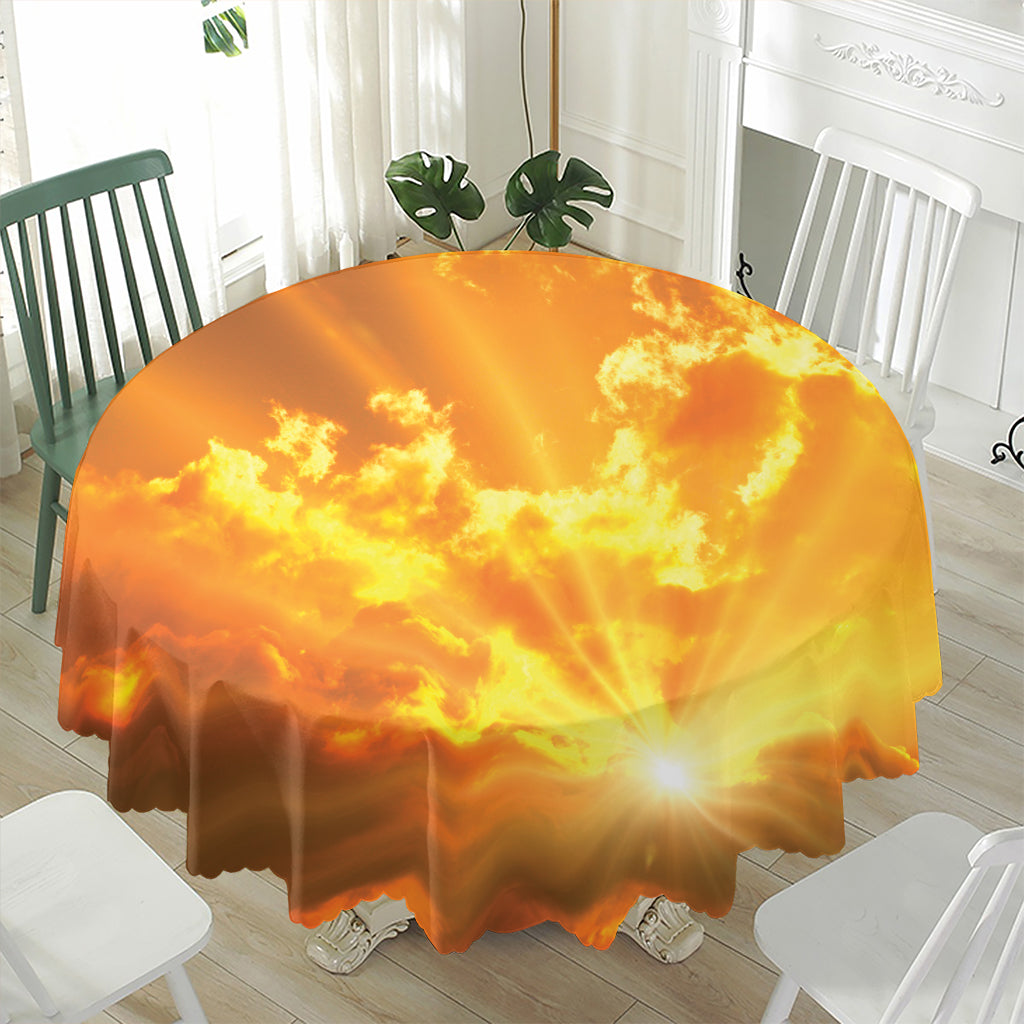 Sunrise Sky Print Waterproof Round Tablecloth