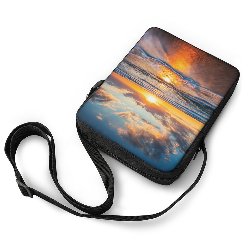 Sunrise Wave Print Rectangular Crossbody Bag