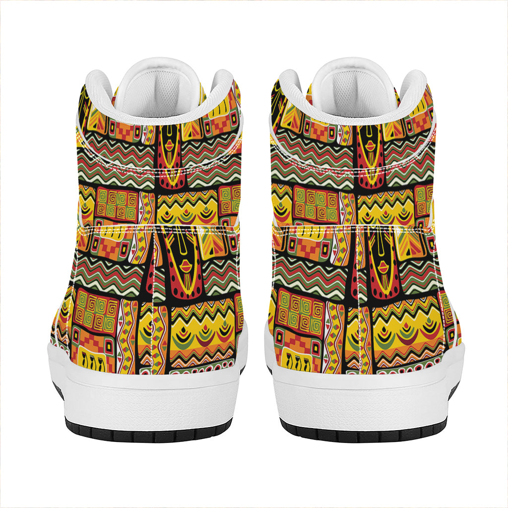 Sunset Ethnic African Tribal Print High Top Leather Sneakers