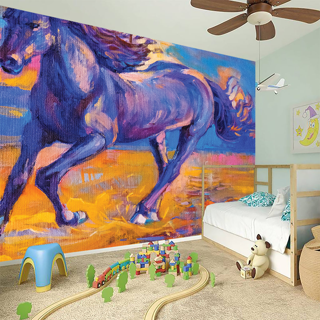 Sunset Horse Painting Print Wall Sticker