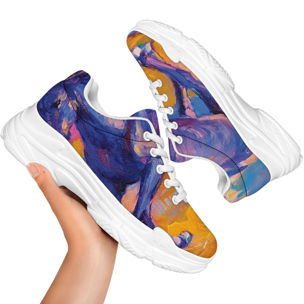 Sunset Horse Painting Print White Chunky Shoes