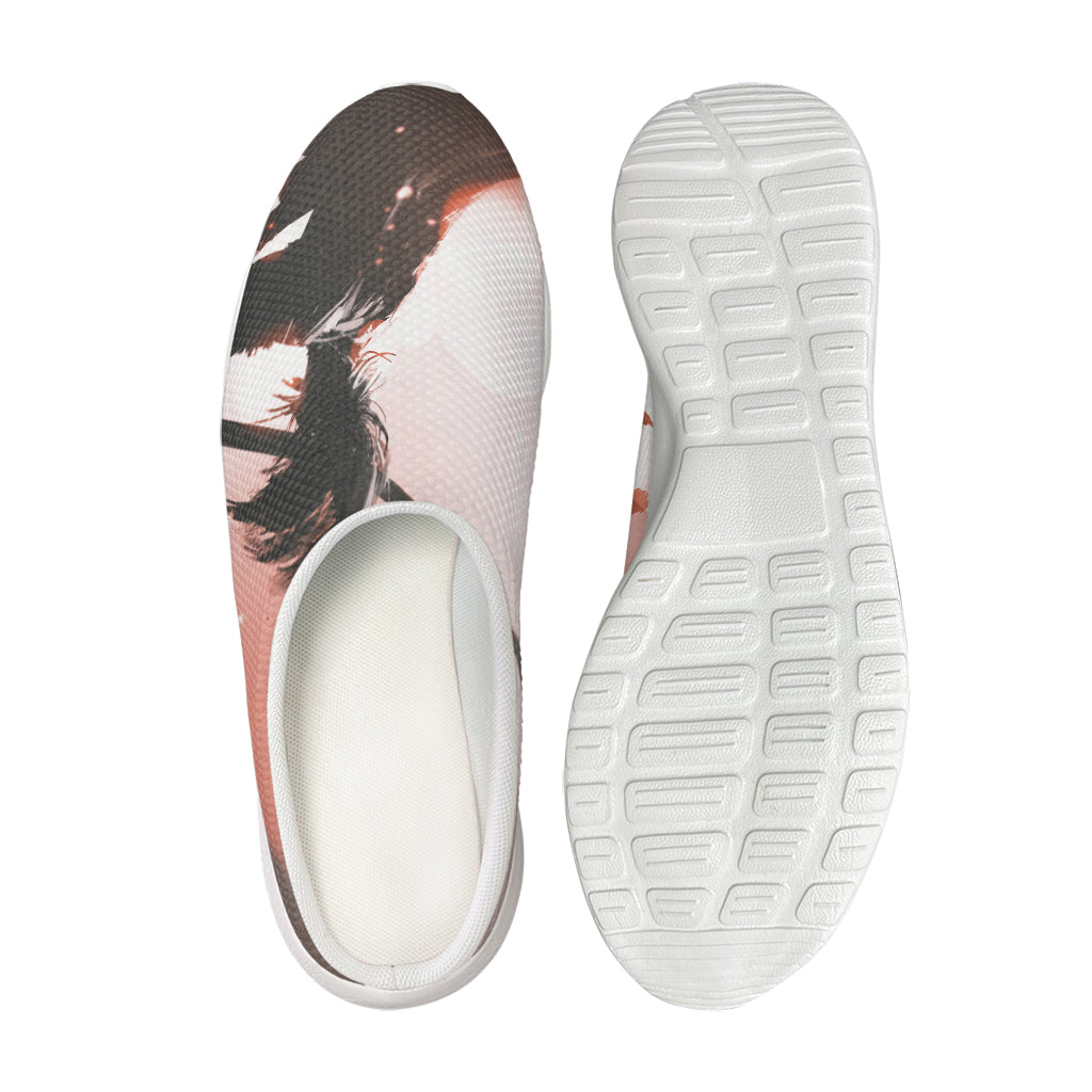 Sunset Japanese Samurai Print Mesh Casual Shoes