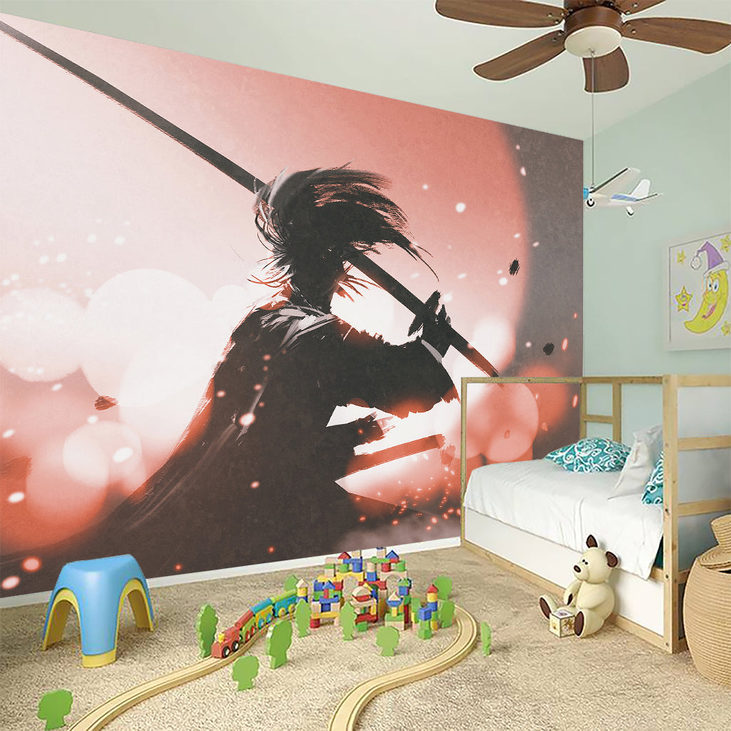 Sunset Japanese Samurai Print Wall Sticker