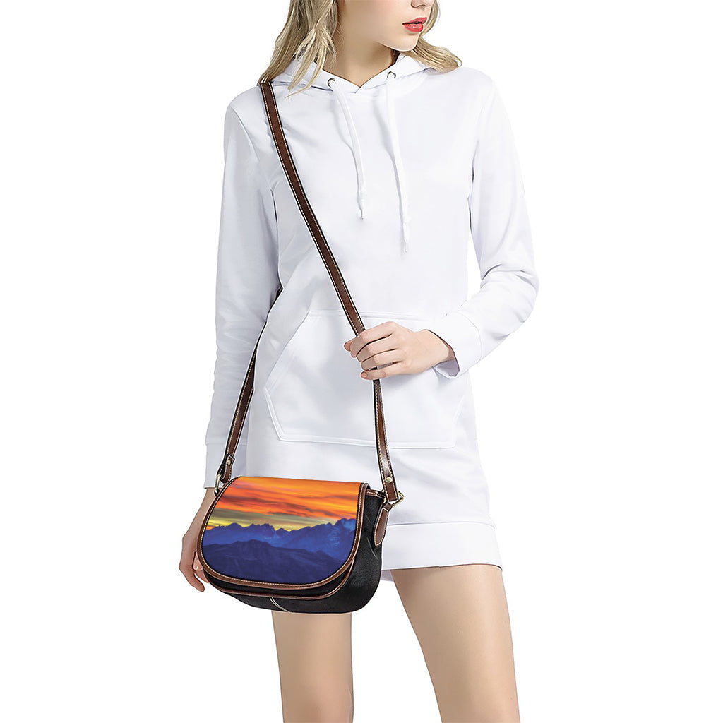 Sunset Mountain Print Saddle Bag