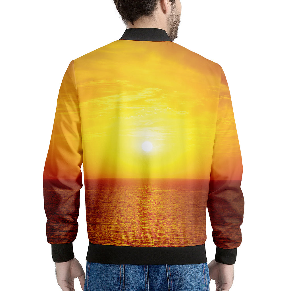 Sunset Over Sea Print Men's Bomber Jacket