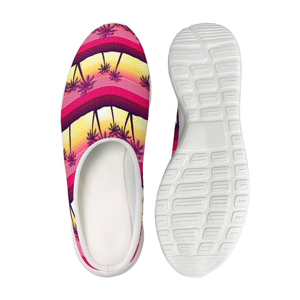 Sunset Palm Tree Pattern Print Mesh Casual Shoes