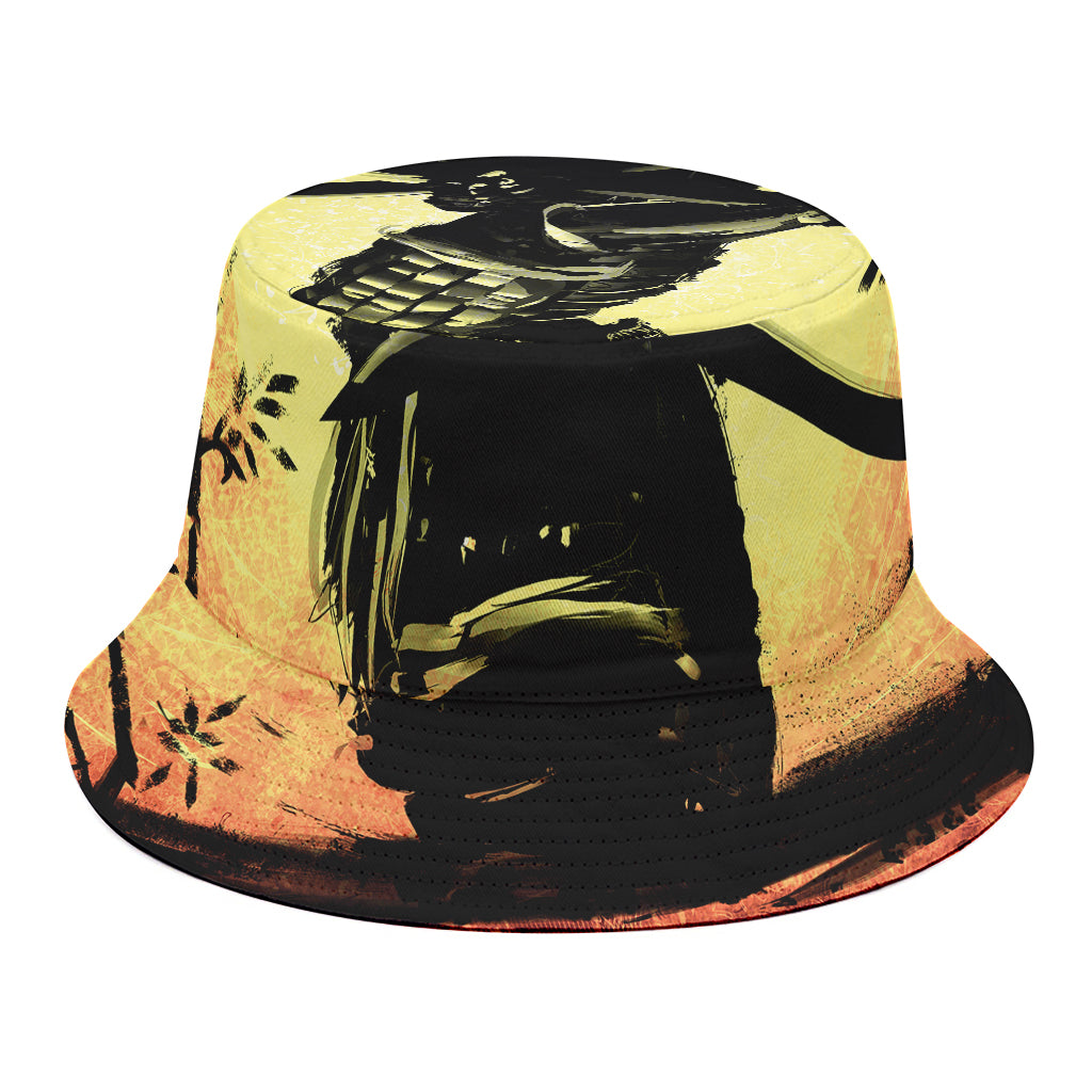 Sunset Samurai Warrior Print Bucket Hat