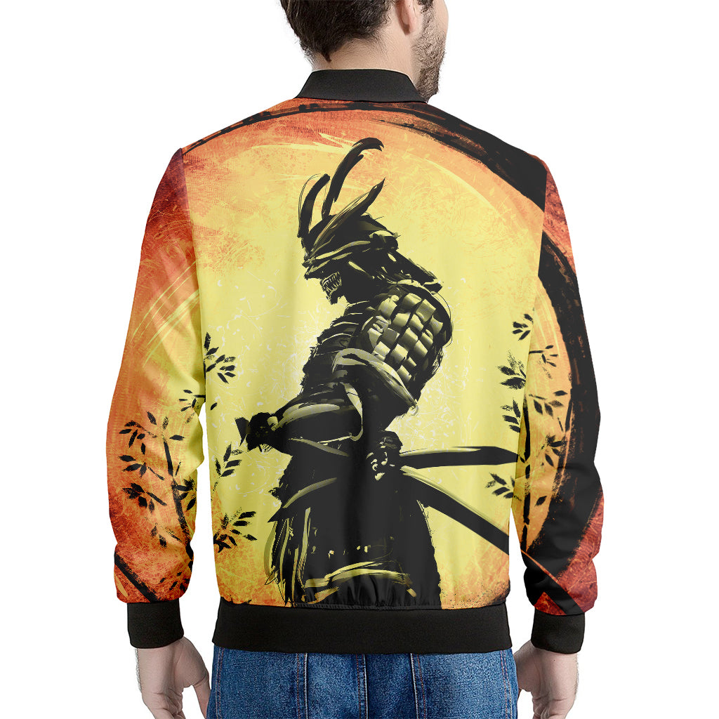Sunset Samurai Warrior Print Men's Bomber Jacket