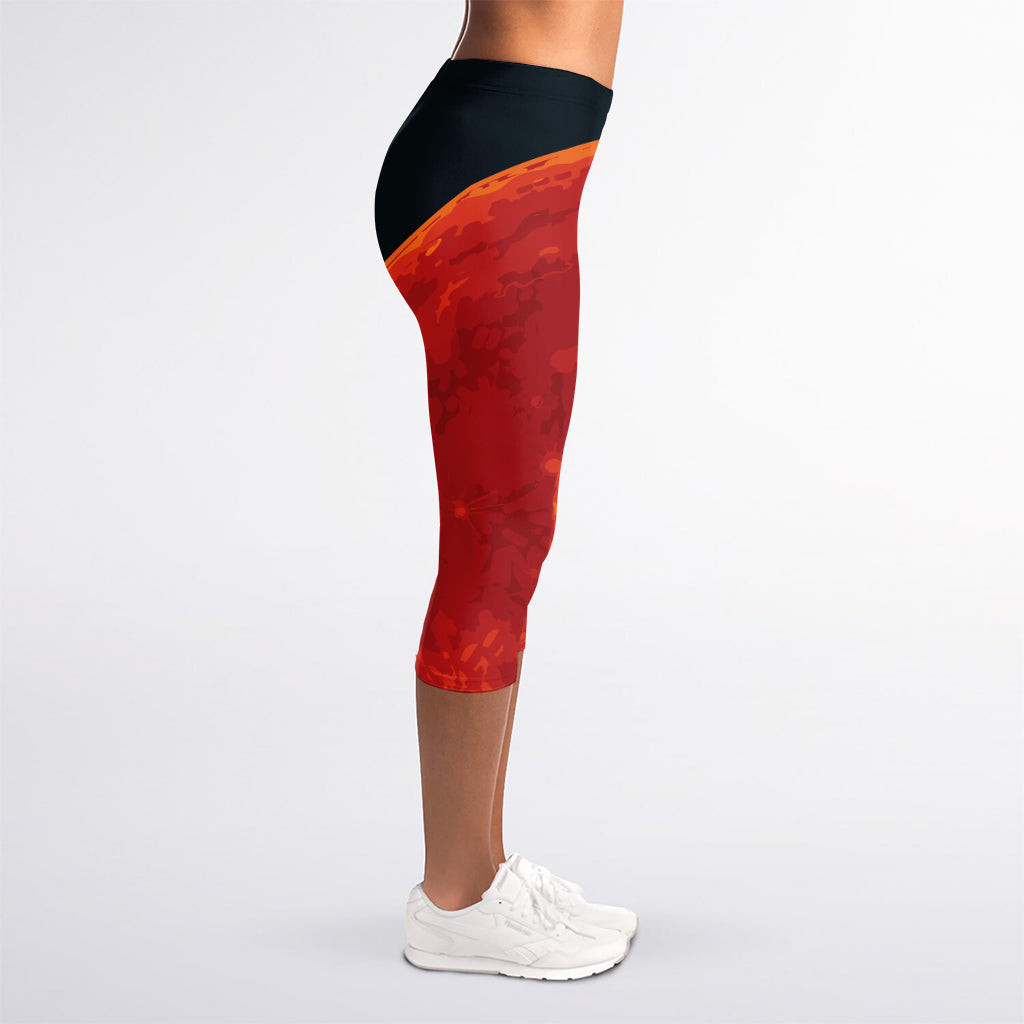 Super Blood Moon Lunar Eclipse Print Women's Capri Leggings