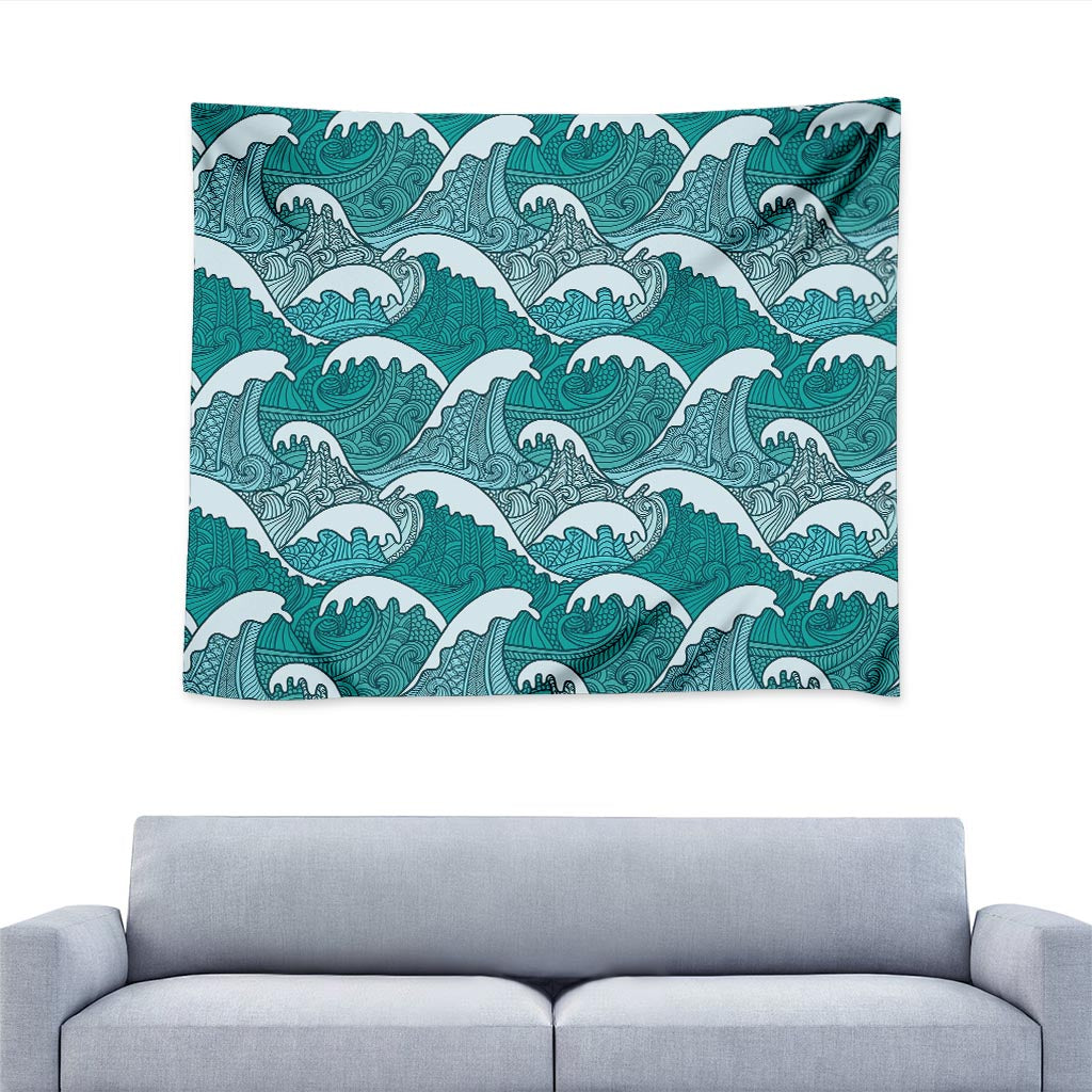 Surfing Wave Pattern Print Tapestry