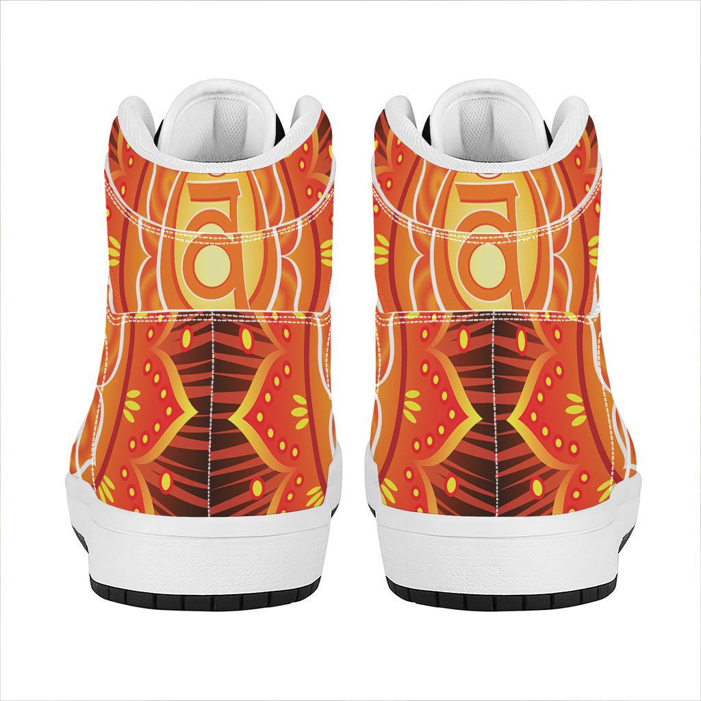 Swadhisthana Chakra Mandala Print High Top Leather Sneakers