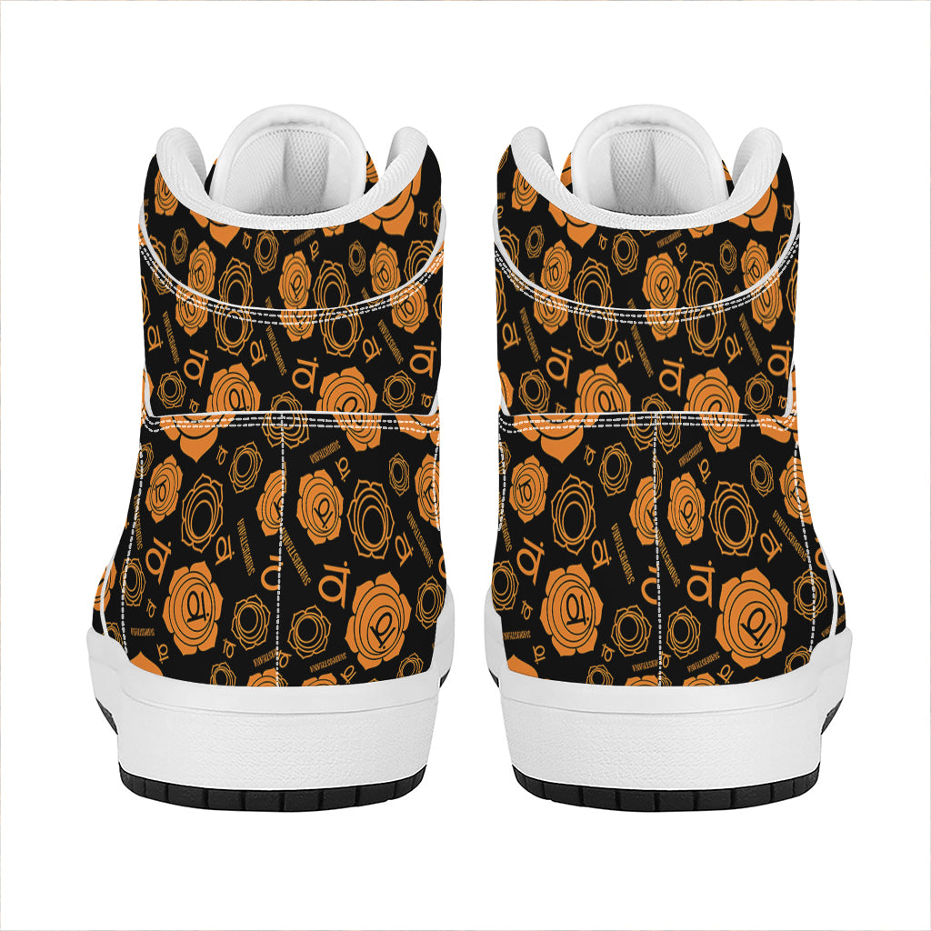 Swadhisthana Chakra Pattern Print High Top Leather Sneakers