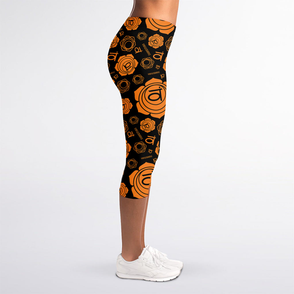 Swadhisthana Chakra Pattern Print Women's Capri Leggings