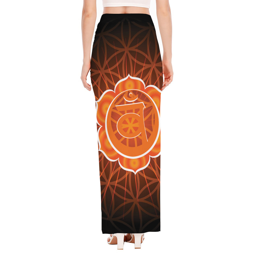 Swadhisthana Chakra Spiritual Print High Slit Maxi Skirt
