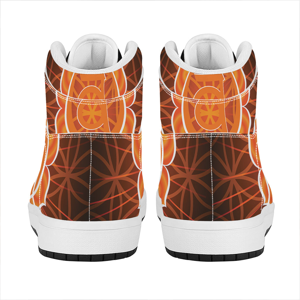 Swadhisthana Chakra Spiritual Print High Top Leather Sneakers