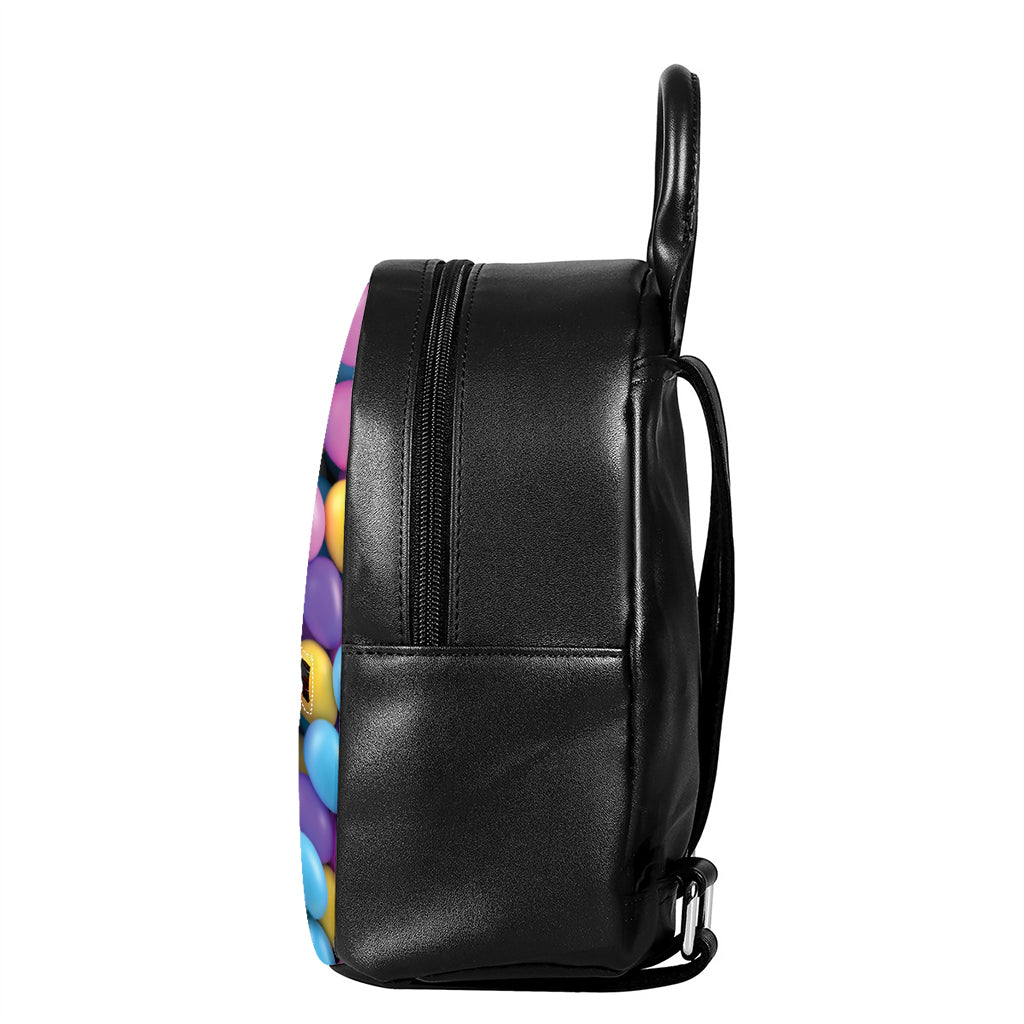 Sweet Candy Ball Pattern Print Leather Backpack