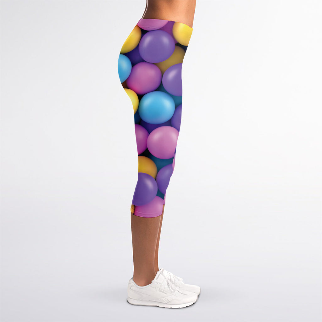 Sweet Candy Ball Pattern Print Women's Capri Leggings