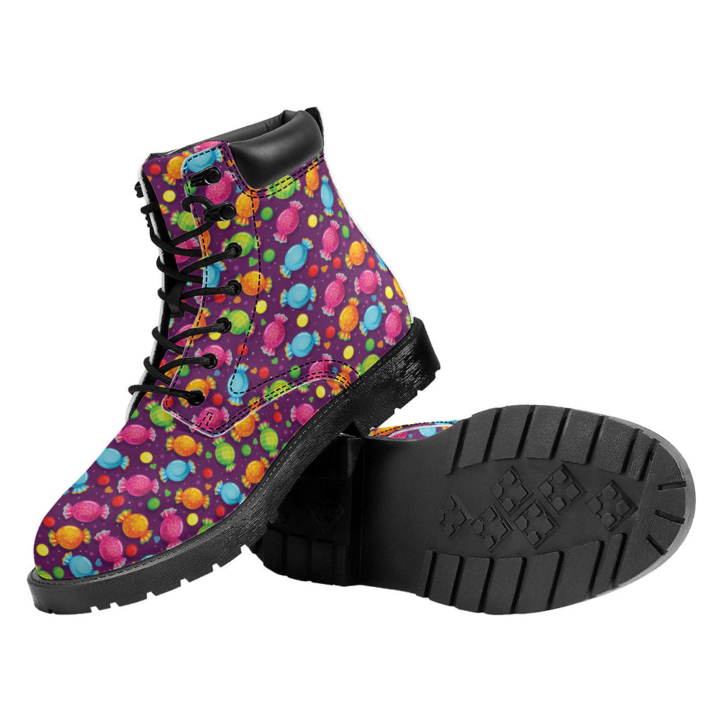 Sweet Candy Pattern Print Work Boots