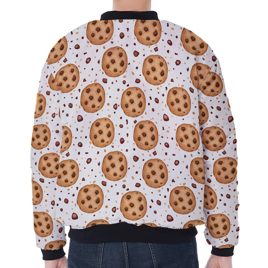 Sweet Cookie Pattern Print Zip Sleeve Bomber Jacket