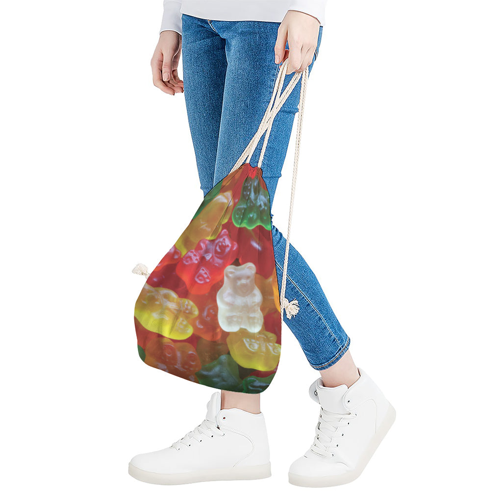 Sweet Gummy Bear Print Drawstring Bag