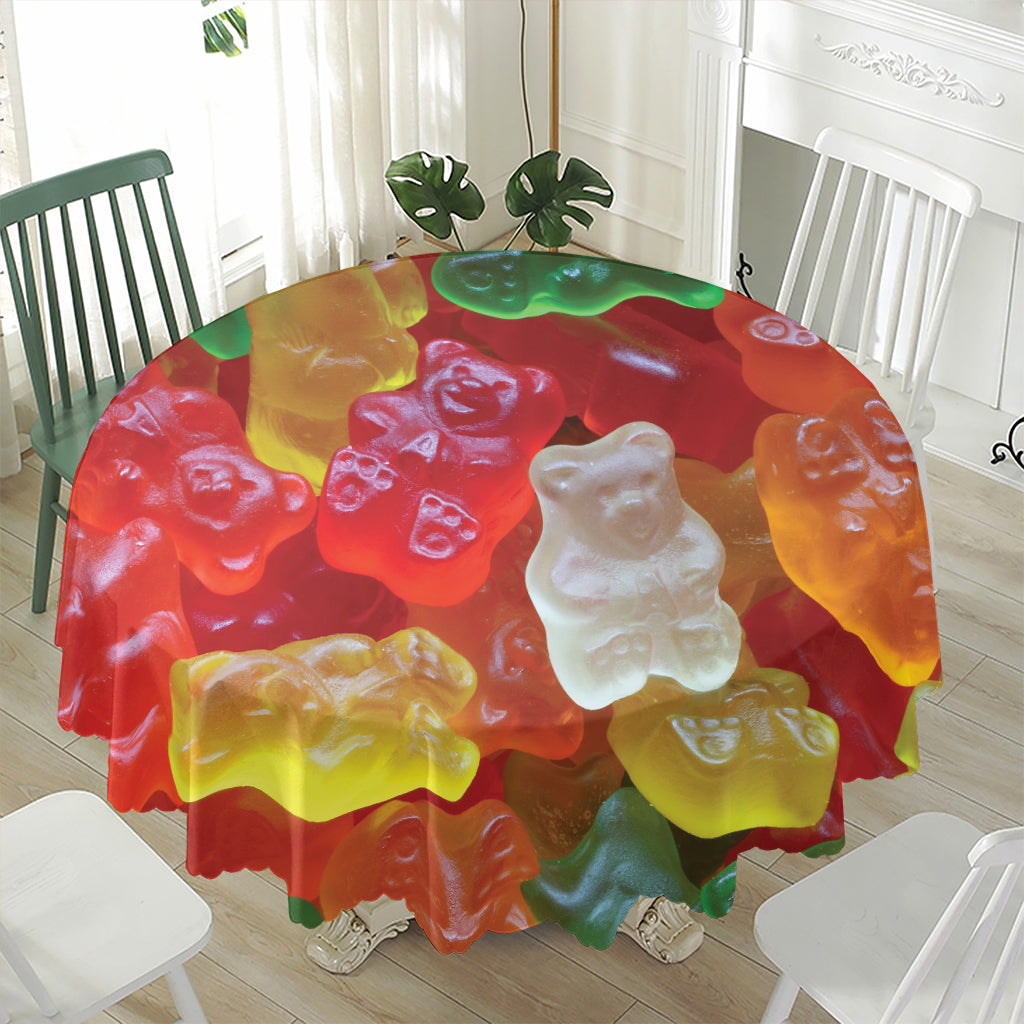 Sweet Gummy Bear Print Waterproof Round Tablecloth