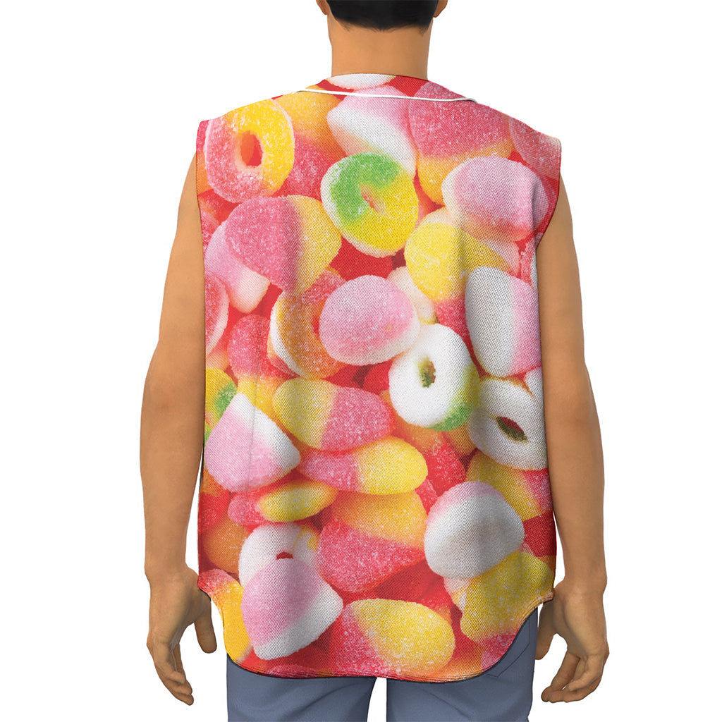 Sweet Gummy Print Sleeveless Baseball Jersey
