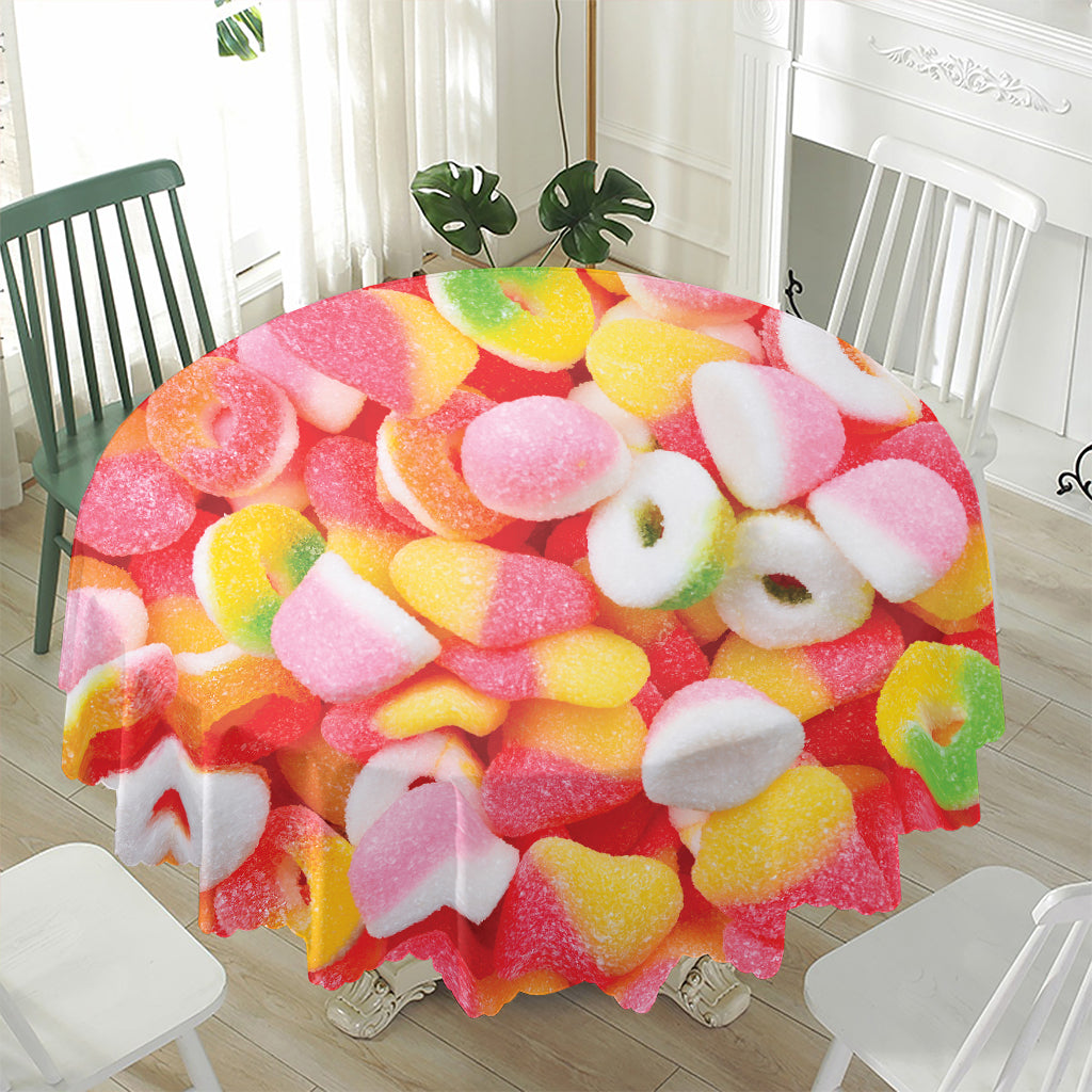 Sweet Gummy Print Waterproof Round Tablecloth