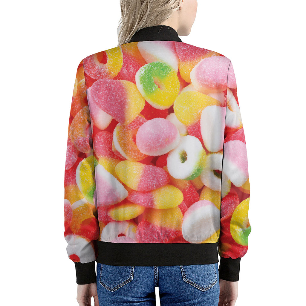 Sweet Gummy Print Women's Bomber Jacket