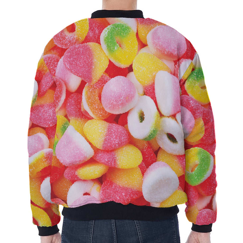 Sweet Gummy Print Zip Sleeve Bomber Jacket
