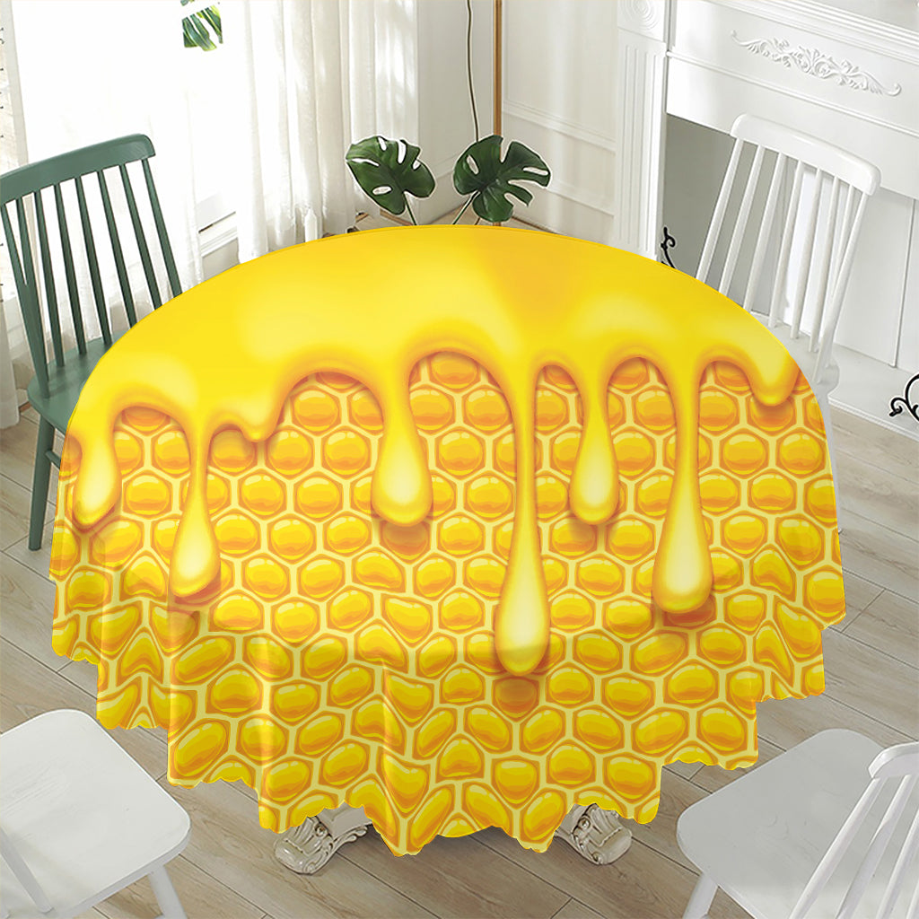 Sweet Honey Bee Hive Print Waterproof Round Tablecloth