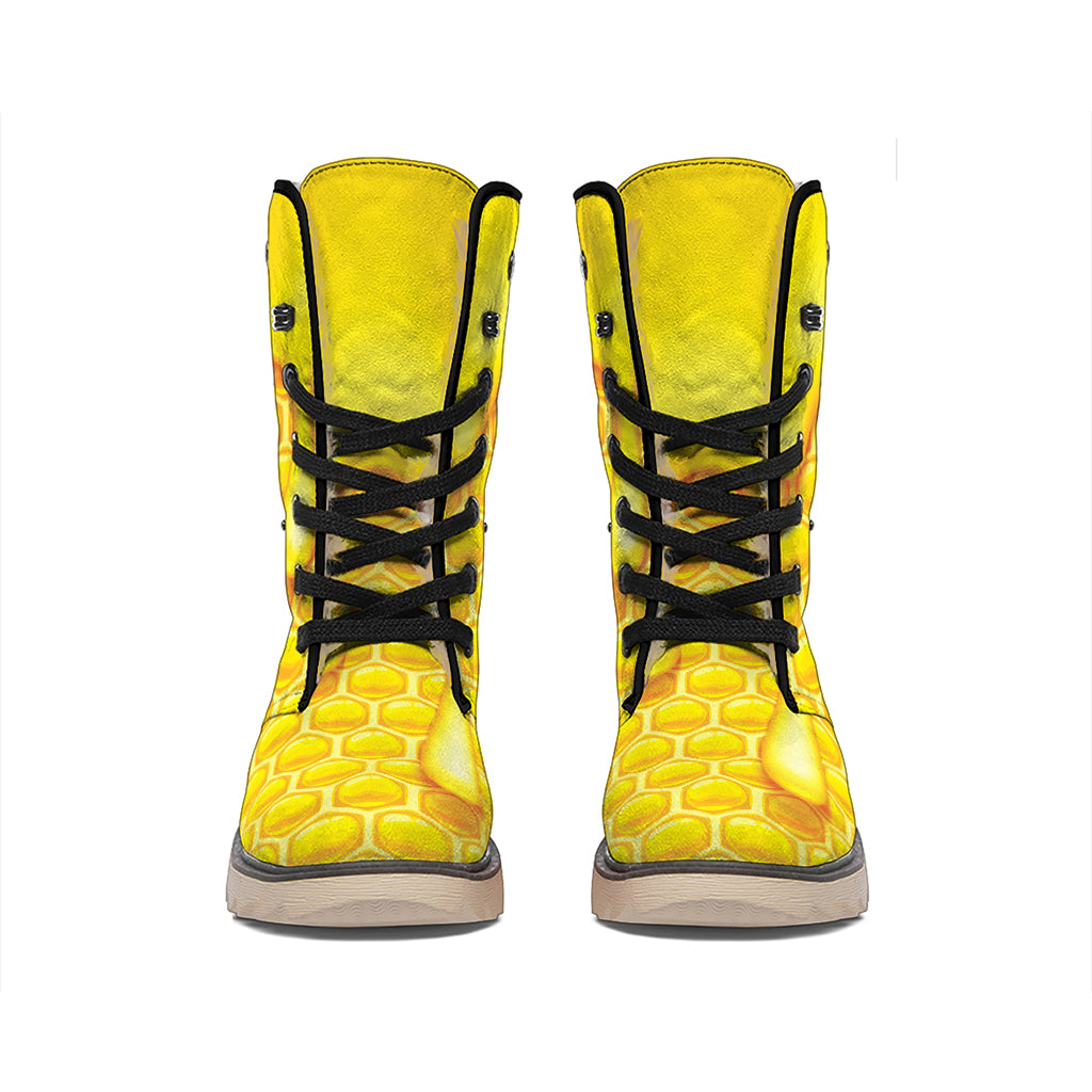 Sweet Honey Bee Hive Print Winter Boots