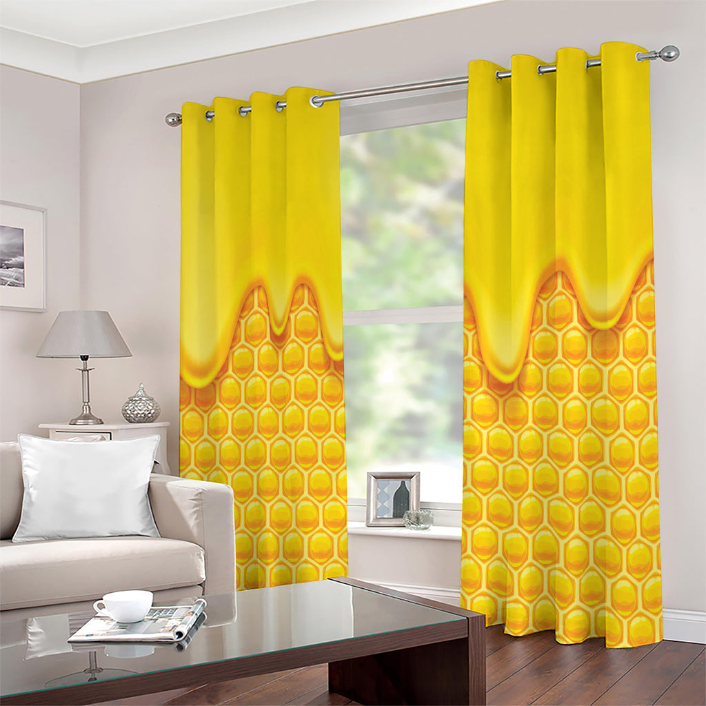 Sweet Honey Honeycomb Print Extra Wide Grommet Curtains