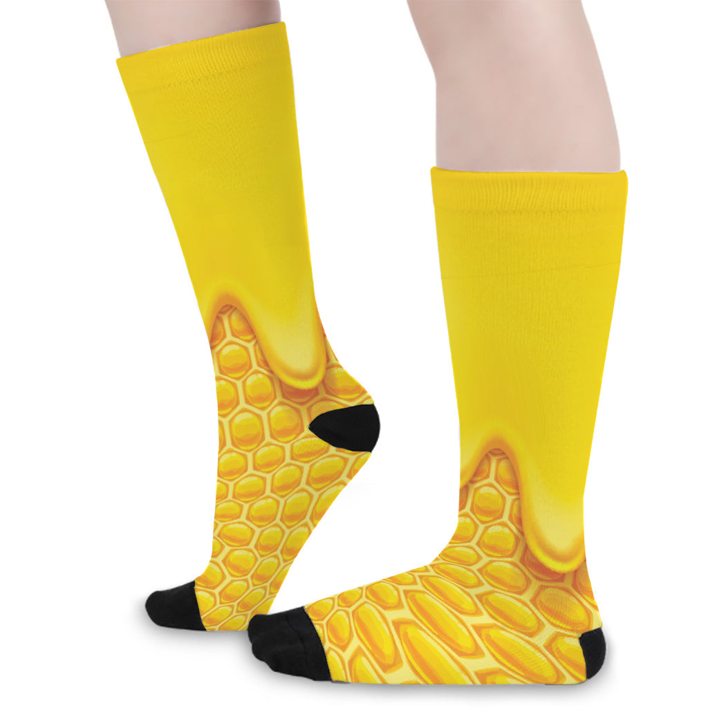 Sweet Honey Honeycomb Print Long Socks