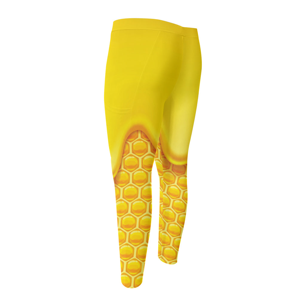 Sweet Honey Honeycomb Print Men's Compression Pants