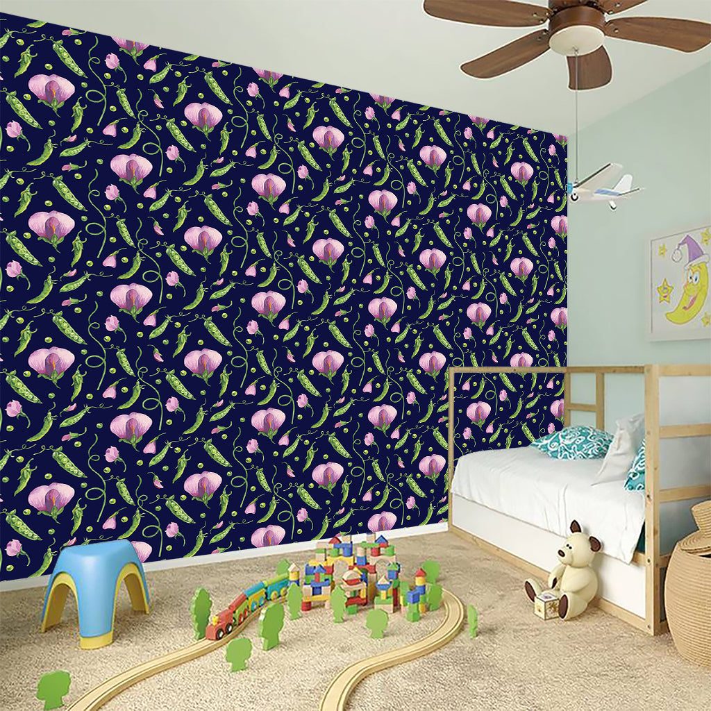 Sweet Pea Floral Pattern Print Wall Sticker