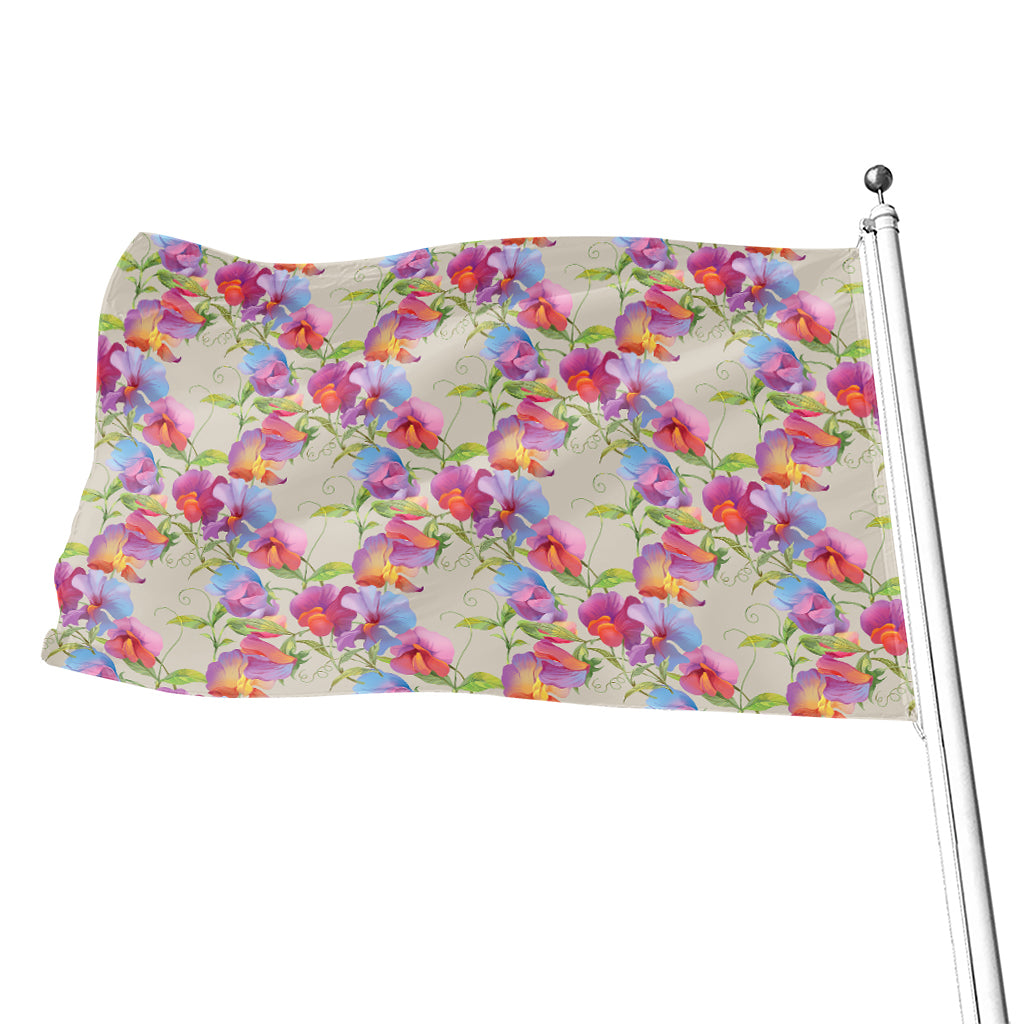 Sweet Pea Flower Pattern Print Flag