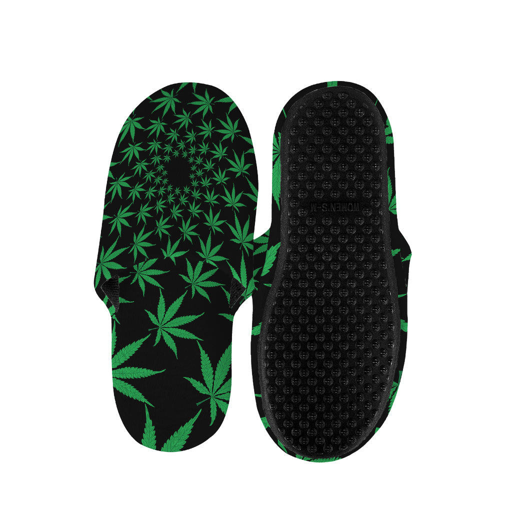 Swirl Cannabis Leaf Print Slippers