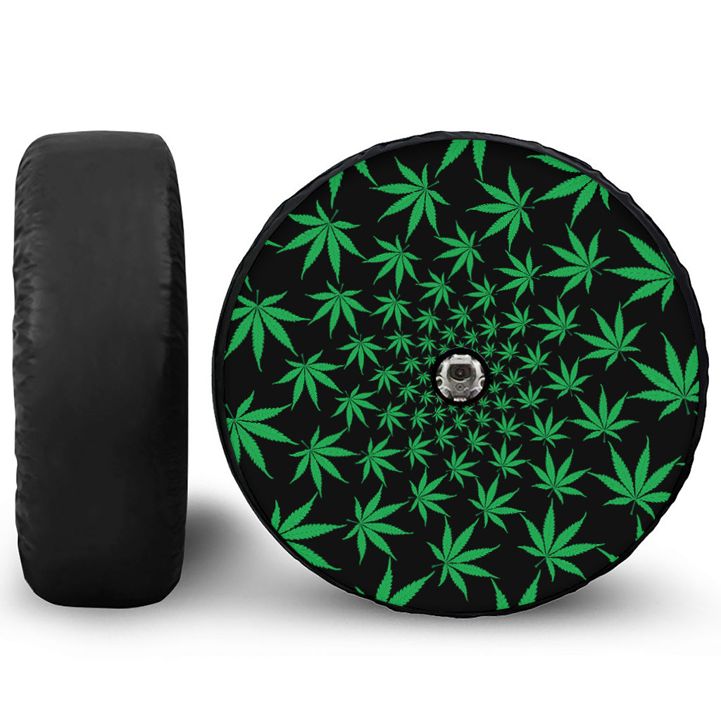 Swirl Cannabis Leaf Print Tire Cover With Camera Hole