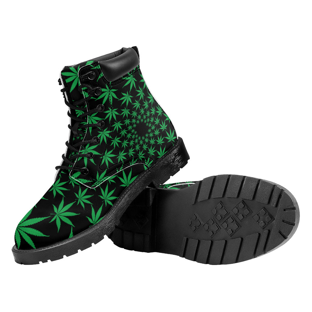 Swirl Cannabis Leaf Print Work Boots